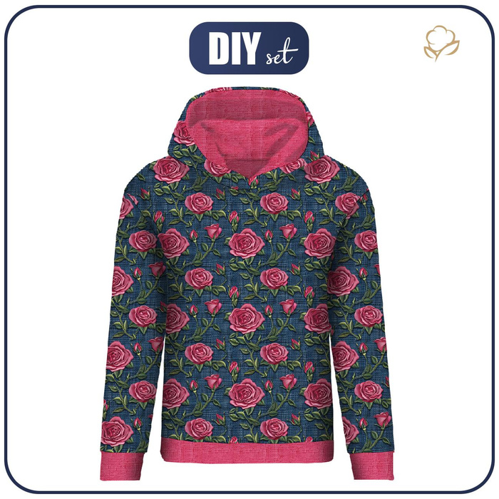 CLASSIC WOMEN’S HOODIE (POLA) - FLOWERS 3D WZ. 10 - sewing set
