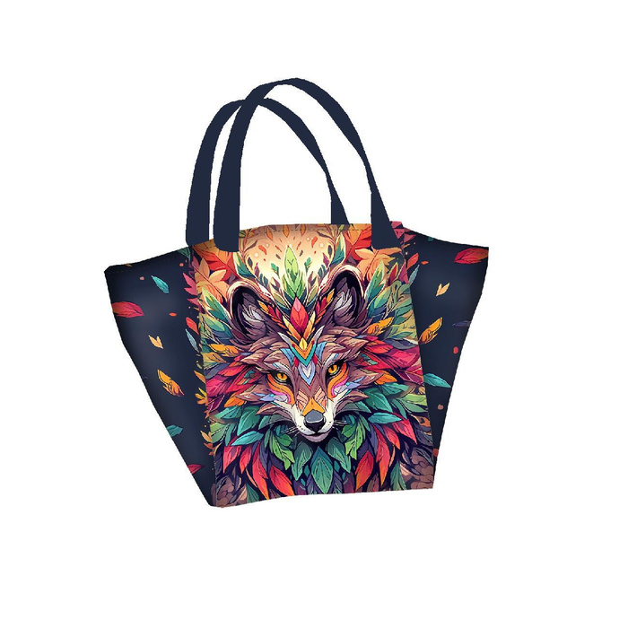 ANIMALS MANDALA wz.1 (fox) - panel (75cm x 80cm) looped knit fabric with elastane ITY