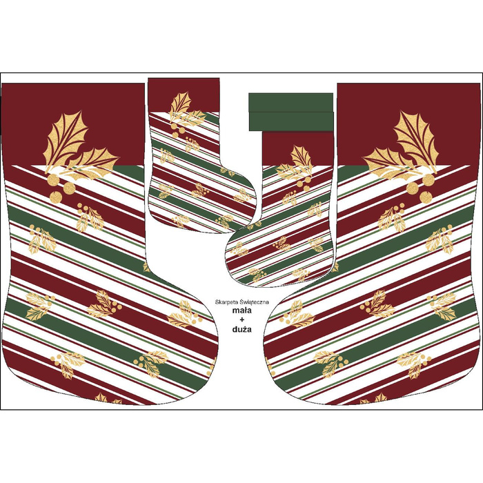 Christmas Stocking Set - HOLLY / stripes pat. 2
