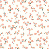 PINK FLOWERS PAT. 4 / white - Cotton woven fabric