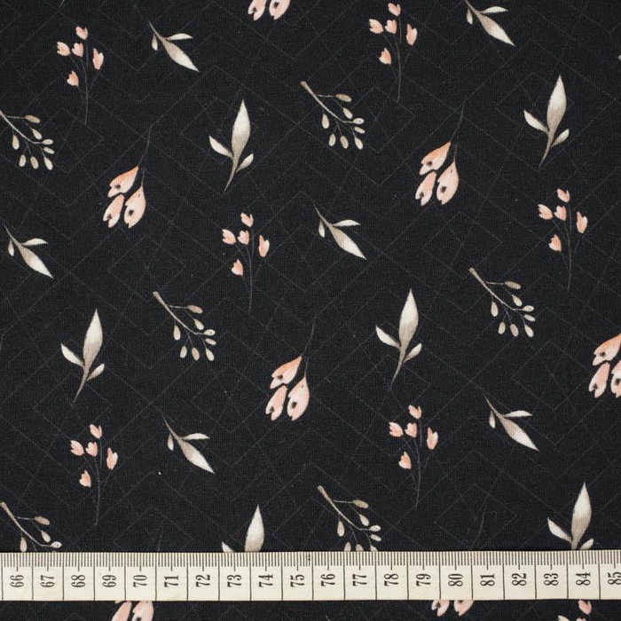 BLUMEN UND BLÄTTER Ms. 4 / schwarz - Single Jersey 