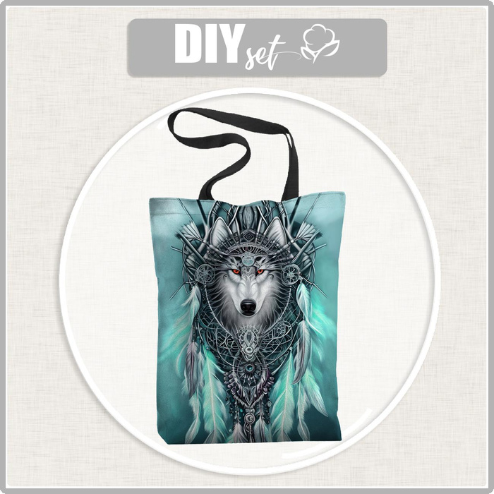SHOPPER KABELKA - SPIRIT WOLF - voděodolná tkanina - Sada šití