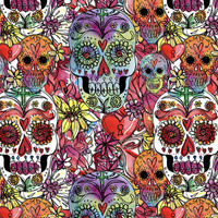 SKULLS pat. 4 / colorful (DIA DE LOS MUERTOS) - Panama 220g
