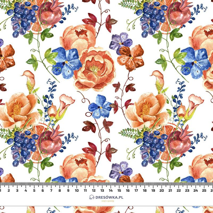 WILD ROSES AND PANSIES (BLOOMING MEADOW) - Cotton woven fabric
