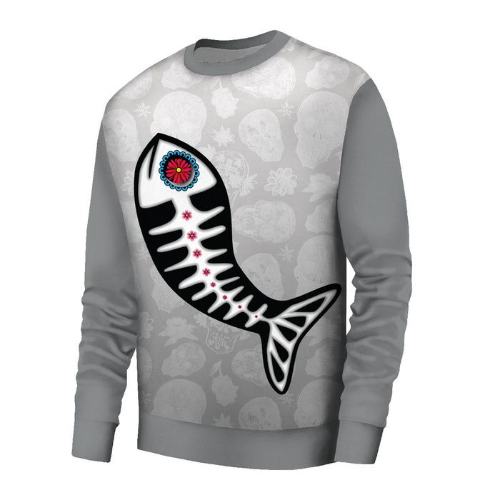 MEN’S SWEATSHIRT (OREGON) BASIC - FISH PABLO (DIA DE LOS MUERTOS) - sewing set L