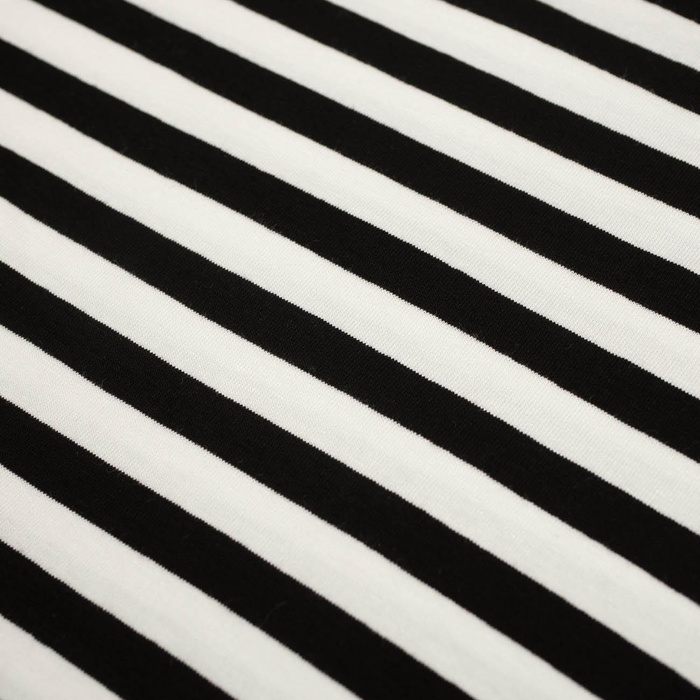 Viscose jersey - STRIPES WHITE / BLACK 1,0cm x 1,0cm