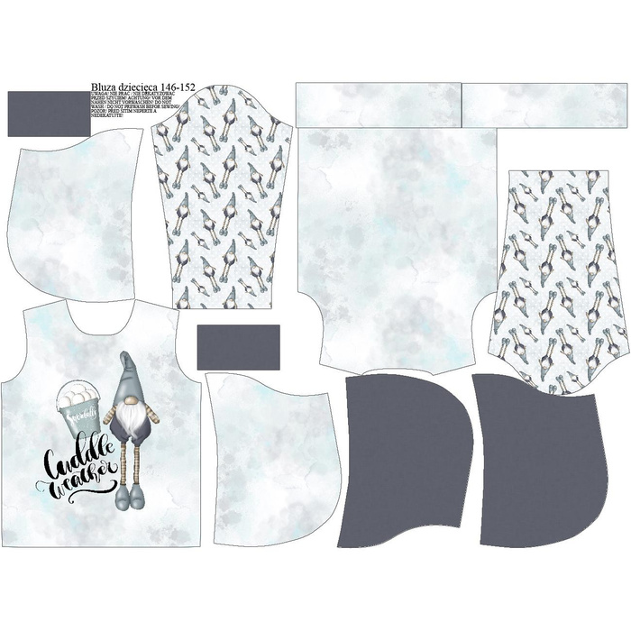 KID'S HOODIE (ALEX) - CUDDLE WEATHER (WINTER IN THE CITY) - looped knit fabric (98/104)