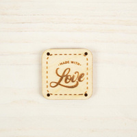 Wooden label square - MADE WITH LOVE / PAT. 5