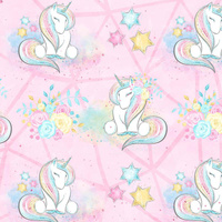 UNICORNS AND FLOWERS pat. 2 (WONDERLAND) - Cotton woven fabric