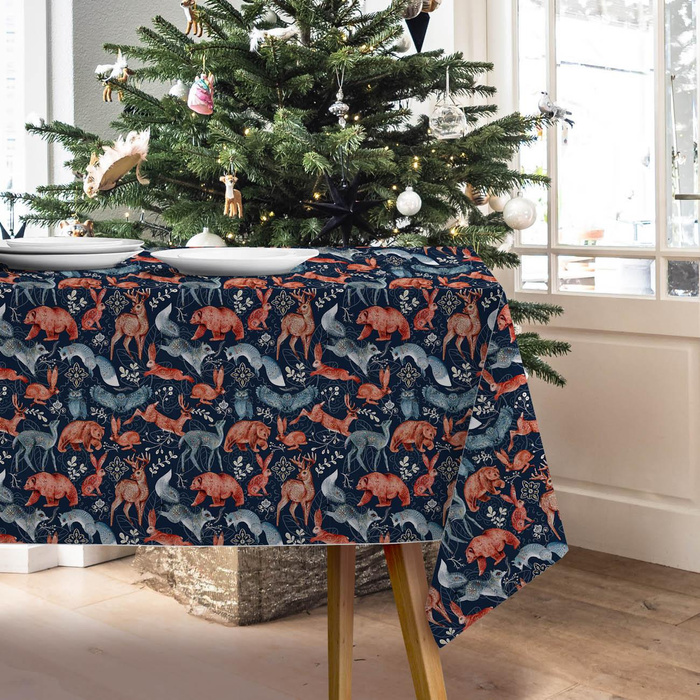 FOLK ANIMALS pat. 1 / dark blue (FOLK FOREST) - softshell