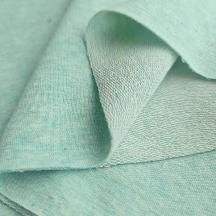 D-033 LIGHT GREEN MELANGE - looped knitwear with elastan 