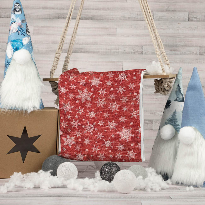 SNOWFLAKES PAT. 2 / ACID WASH RED - looped knit fabric