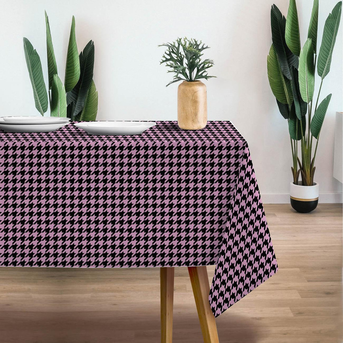 BLACK HOUNDSTOOTH / pink - Waterproof woven fabric