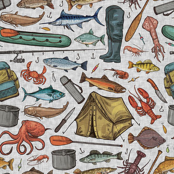 FISCHEREI (HOBBIES UND BERUFE) / acid - Viskose Jersey