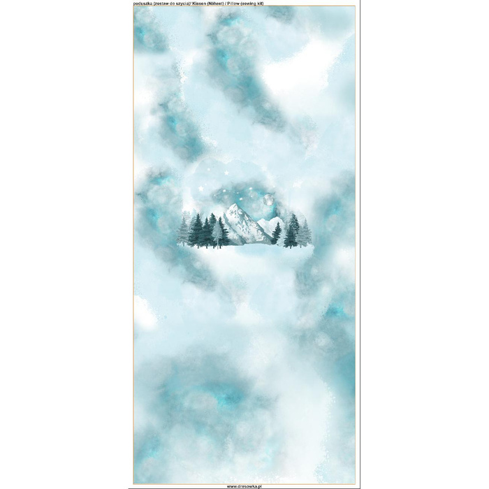 PODUSZKA 45X45 - DRZEWA I GÓRY (ZIMA W GÓRACH) - welur tapicerski - panel przód + tył