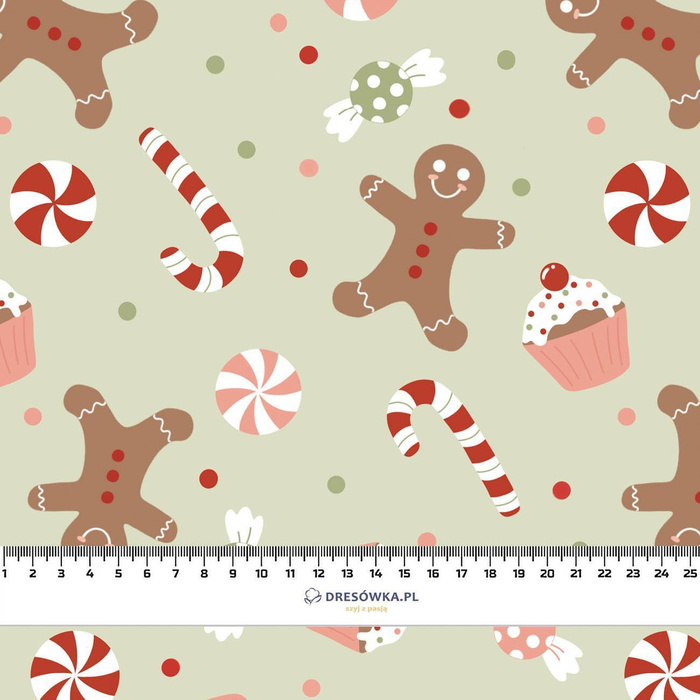 CHRISTMAS CANDIES (CHRISTMAS GINGERBREAD) / pistachio - lycra 300g