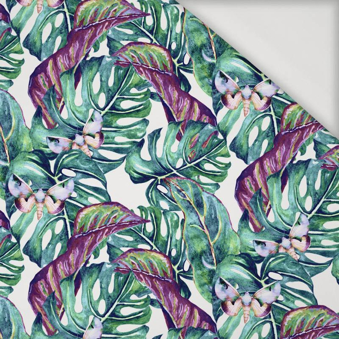 50CM MINI LEAVES AND INSECTS PAT. 5 (TROPICAL NATURE) / white - Viscose jersey