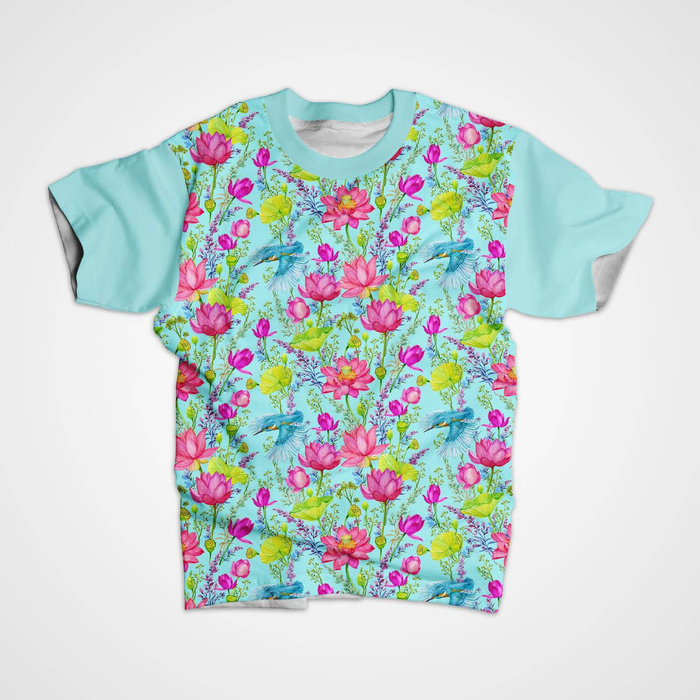 MINI KINGFISHERS AND POPPIES (KINGFISHERS IN THE MEADOW) / aqua - softshell
