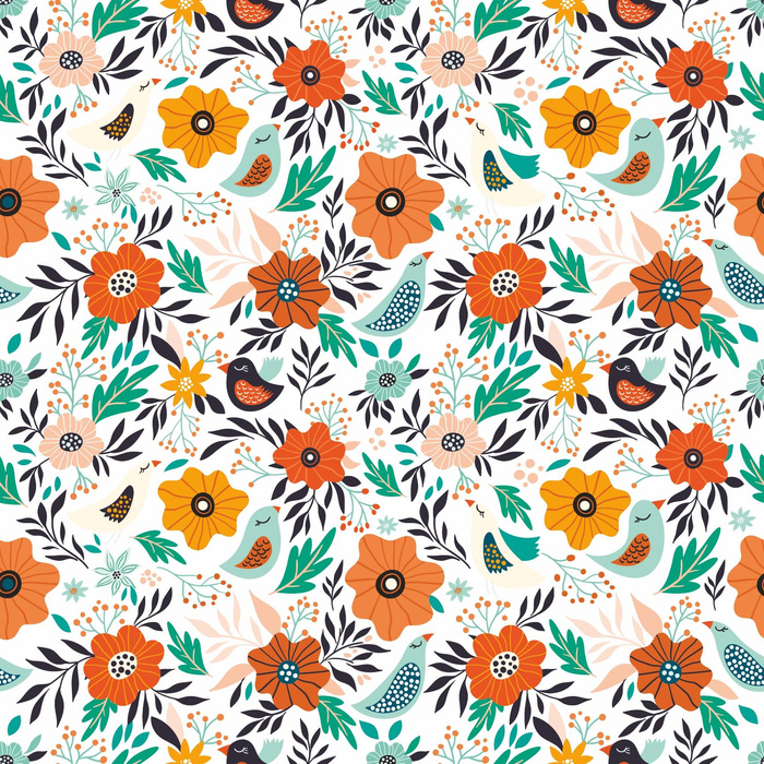 FOLK VÖGEL 2.0 / weiß - HOME DECOR PREMIUM Webware