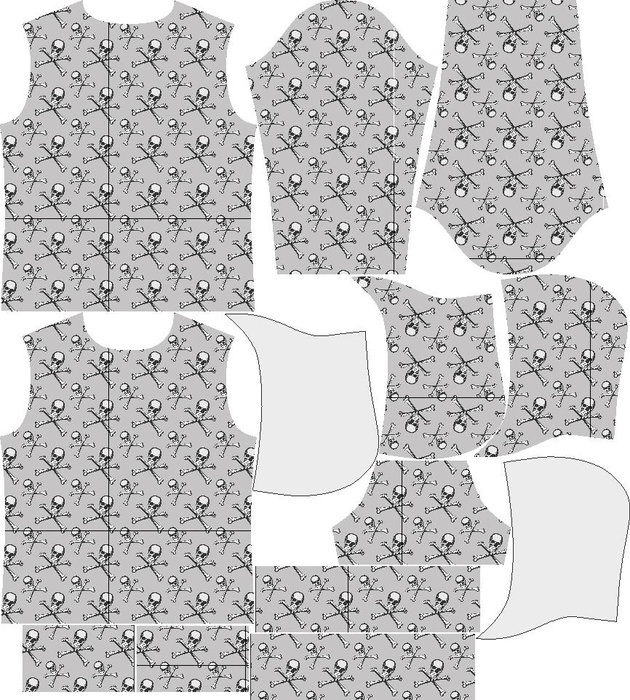 HERREN HOODIE - SCHÄDEL UND KNOCHEN - Nähset XXXL