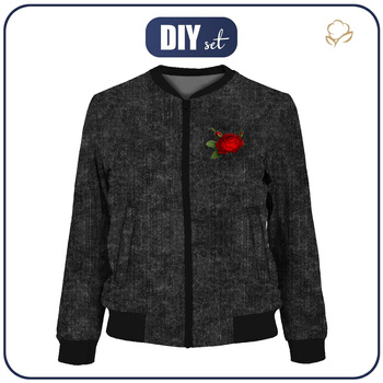 DAMEN BOMBERJACKE (KAMA) - VINTAGE LOOK JEANS / schwarz - Nähset XS