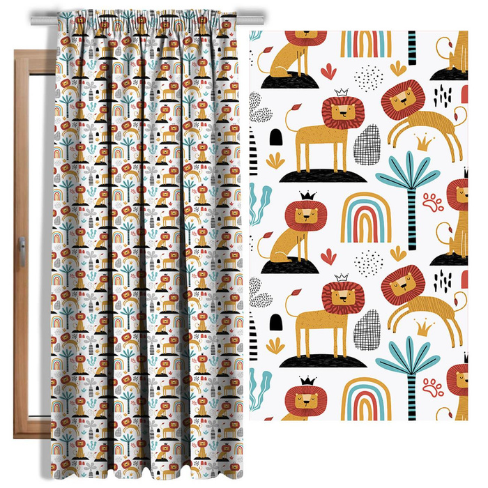 PAINTED LIONS - Cotton woven fabric