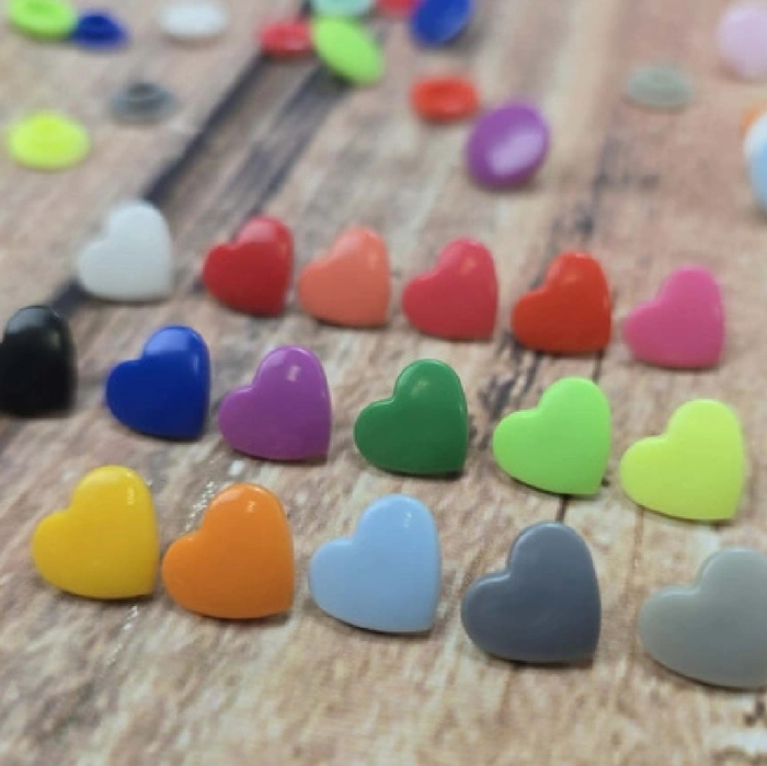 Druckknöpfe KAM Herzen 12mm (10 Sets) - Farbe nach Wahl