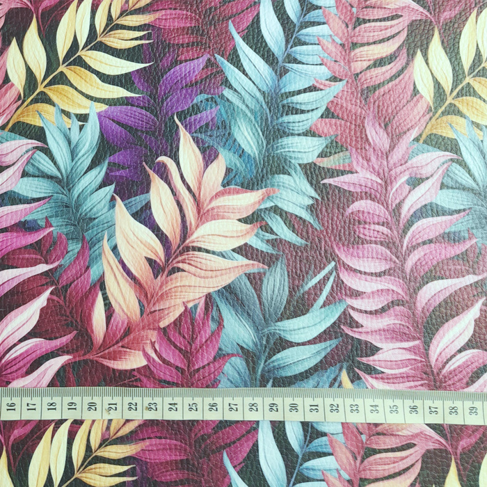 LEAVES AND FERNS WZ. 3 (46 cm x 50 cm) - gruba ekoskóra tłoczona