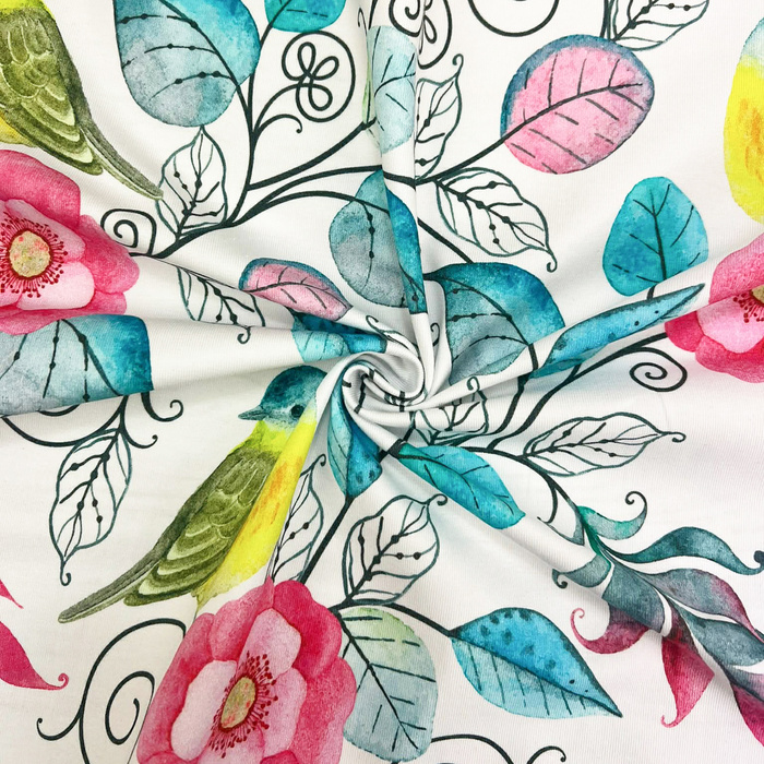 BIRDS & FLOWERS / pink lemonade - single jersey 