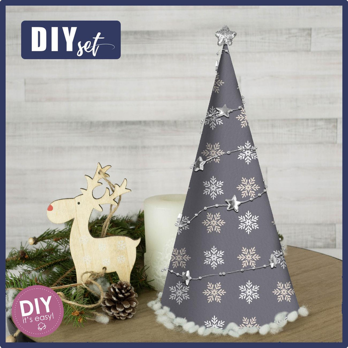 WEIHNACHTSBAUM - SCHNEEFLÖCKCHEN M. 5 (WINTERZEIT) / grau - DIY IT'S EASY