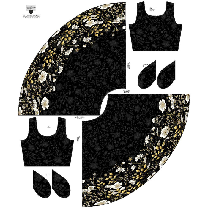 DRESS "ISABELLE" - FLOWERS (pattern no. 8) / black - sewing set S