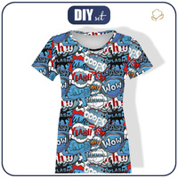 WOMEN’S T-SHIRT - COMIC BOOK (blue - red)  - single jersey