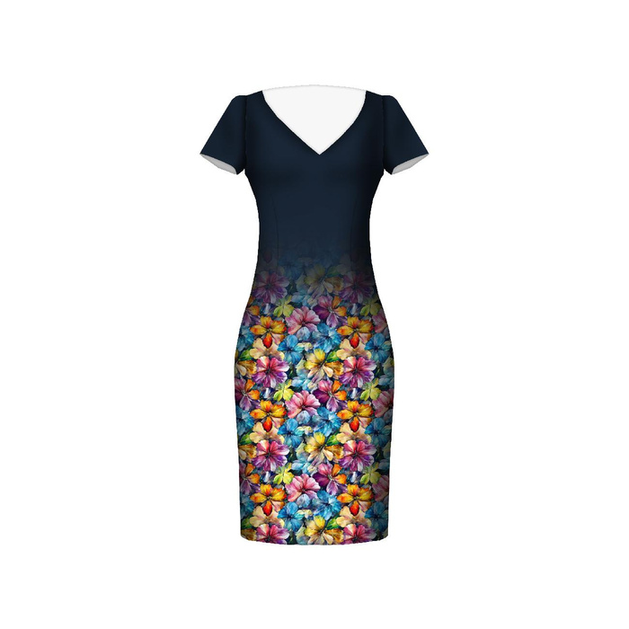 WATER-COLOR FLOWERS pat. 8 - dress panel crepe