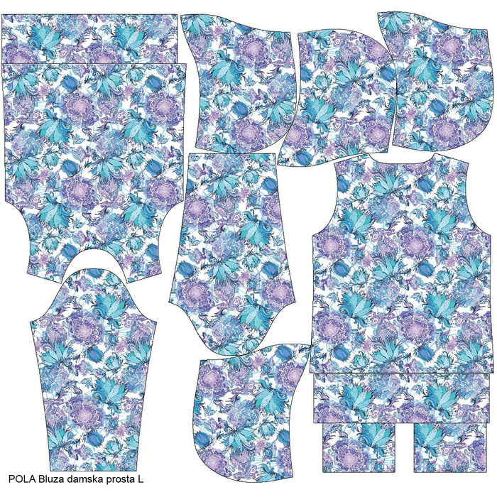 BLUZA DAMSKA (POLA) CLASSIC Z KAPTUREM - LODOWY OGRÓD - dzianina pętelkowa XXXL