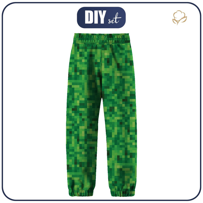 CHILDREN'S SOFTSHELL TROUSERS (YETI) - PIXELS pat. 2 / green (134/140)
