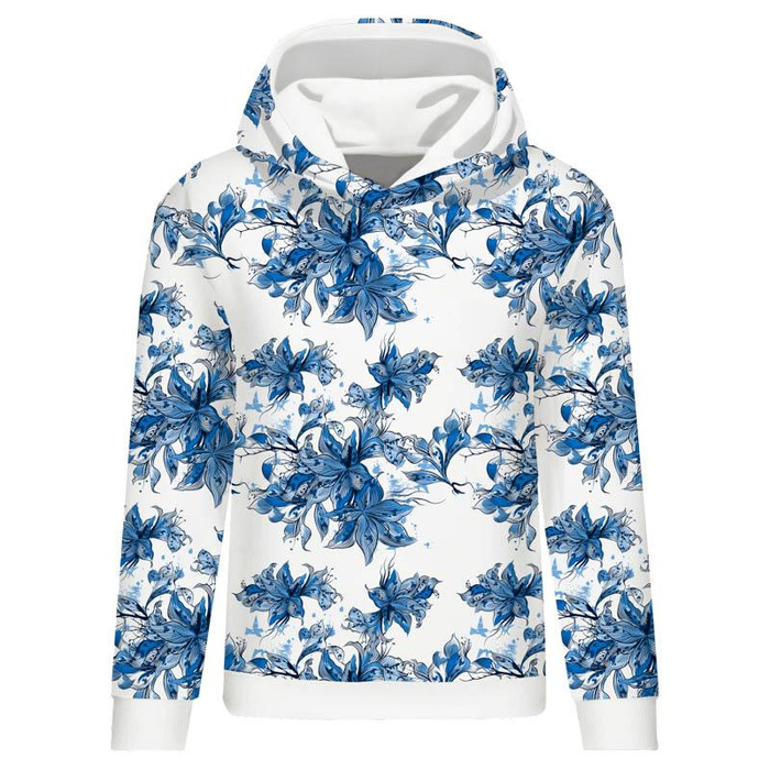 BLUZA DAMSKA (POLA) CLASSIC Z KAPTUREM - KWIAT WANILII (CLASSIC BLUE) -  dzianina pętelkowa - XS