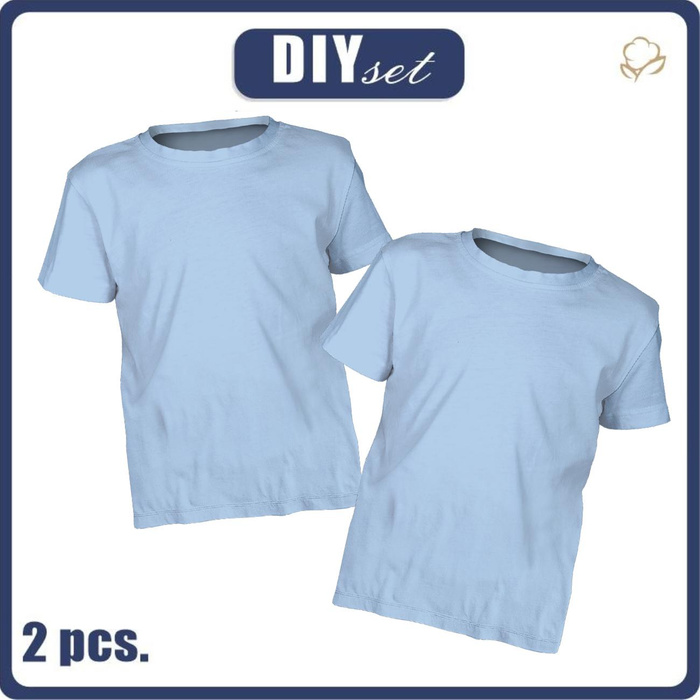 2-PACK - BASIC DĚTSKÉ TRIČKO - BABY-BLUE - Sada šití (128/134)