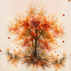 AUTUMN TREE / ORANGE - PANEL (60cm x 50cm)