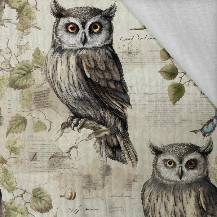 PASTEL BIRDS WZ.4 (SOWY) - Muślin bawełniany