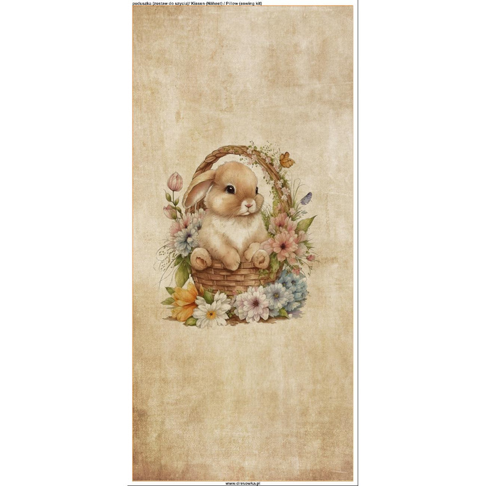 PILLOW 45X45 - BUNNY IN A BASKET PAT. 3 - Cotton woven fabric - sewing set