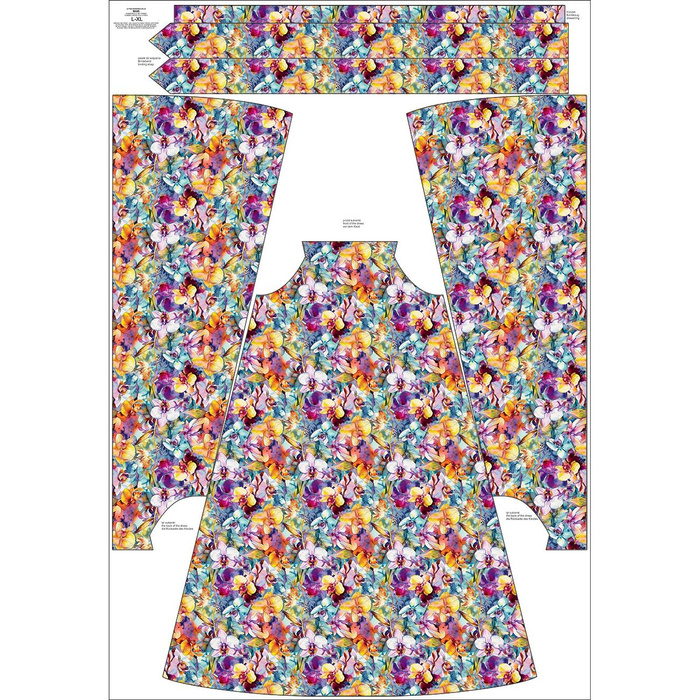 ŠATY "DALIA" MAXI (XXS-XS) -  FLOWERS vz.56 - Sada šití