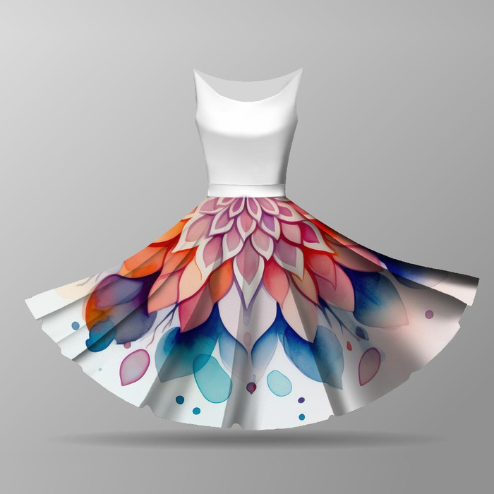 WATERCOLOR FLORAL PAT. 6 - big circle skirt panel