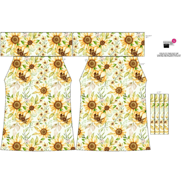 Bardot neckline dress (LILI) - PASTEL SUNFLOWERS PAT. 3 - sewing set - 110-116