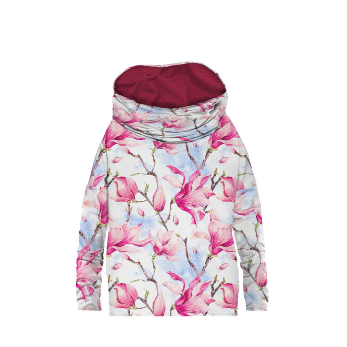 BLUZA DAMSKA (FURIA) NIETOPERZ Z KOMINEM - MAGNOLIE - dzianina pętelkowa L