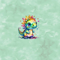 CUTE DINO PAT. 1 -  PANEL (60cm x 50cm) brushed knitwear with elastane ITY