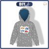 KID'S HOODIE (ALEX) - VEHICLES pat. 2 / white (ADVENTURE BEGINS) - looped knit fabric (86/92)