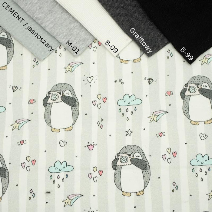 PHOTO PENGUIN / white - single jersey with elastane TE210