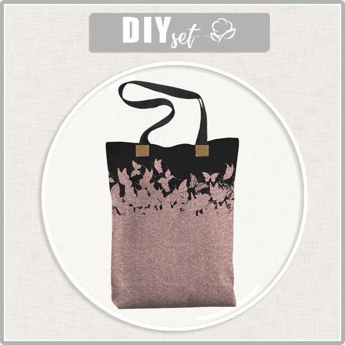 SHOPPER TASCHE - SCHMETTERLINGE / ombre (GLITTER SCHMETTERLINGE) - Wasserabweisende Webware - Nähset