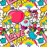 COLORFUL STICKERS PAT. 2 - Cotton woven fabric