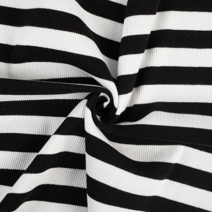 Rib Jersey fabric Unicolour - STRIPES / BLACK
